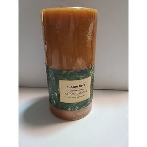 New Pier 1 Tuscan‎ Herb Candle Textured Colonnade Round 3"x6" Mustard 1 Wick USA